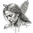 angel crying in the rain tattoo design idea