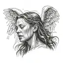 angel crying in the rain tattoo design idea