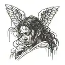 angel crying in the rain tattoo design idea