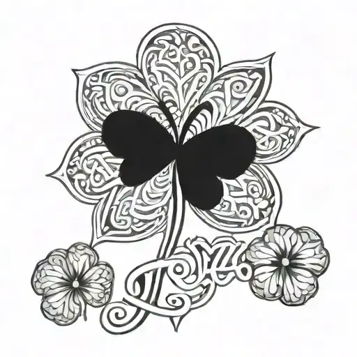 shamrock Busting out of skin opening, with the names Zach, Kylie, Luke, Taylie inside  tattoo design idea