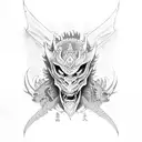 dragon with oni mask yakuza tattoo design idea
