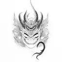 dragon with oni mask yakuza tattoo design idea