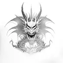 dragon with oni mask yakuza tattoo design idea
