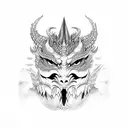 dragon with oni mask yakuza tattoo design idea