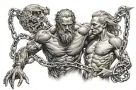prometheus giving fire with chains wrapped tattoo design idea