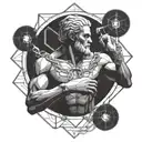 prometheus with chain giving fire to human brain tattoo design idea