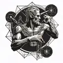 prometheus with chain giving fire to human brain tattoo design idea