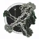 prometheus with chain giving fire to human brain tattoo design idea
