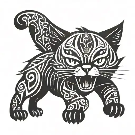 angry cute cat  tattoo design idea