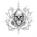 half skull and half butterfly with a flower in the middle tattoo design idea