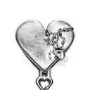 A heart-shaped key with broken chains representing overcoming heartbreak tattoo design idea