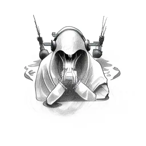 ghost spinning a record tattoo design idea