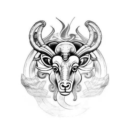 Aries ram flames tattoo design idea