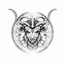 Aries ram flame background tattoo design idea