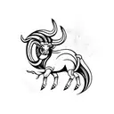 Aries ram flame background tattoo design idea