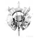 spartan with a shield and speer tattoo design idea