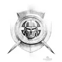 spartan with a shield and speer tattoo design idea
