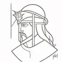  portrait of a Crusader knight, tattoo design idea