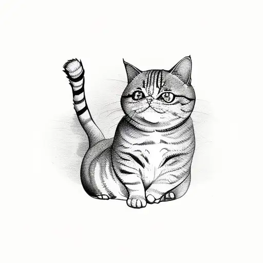 fat cat  tattoo design idea