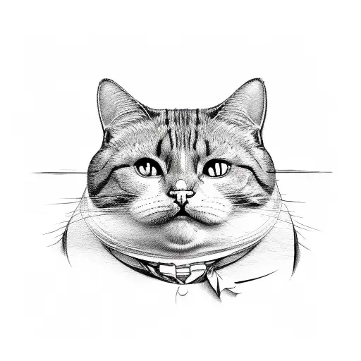 fat cat  tattoo design idea