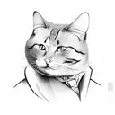 fat cat  tattoo design idea