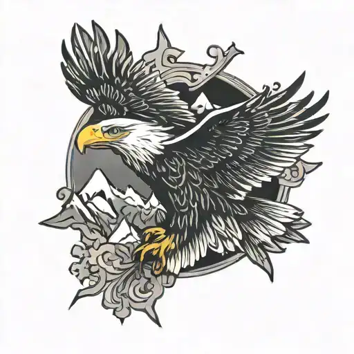 A majestic eagle soaring in the sky symbolizing freedom and hard work tattoo design idea