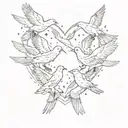 A flock of birds in flight forming a heart shape, reflecting the love for freedom and hard work tattoo design idea