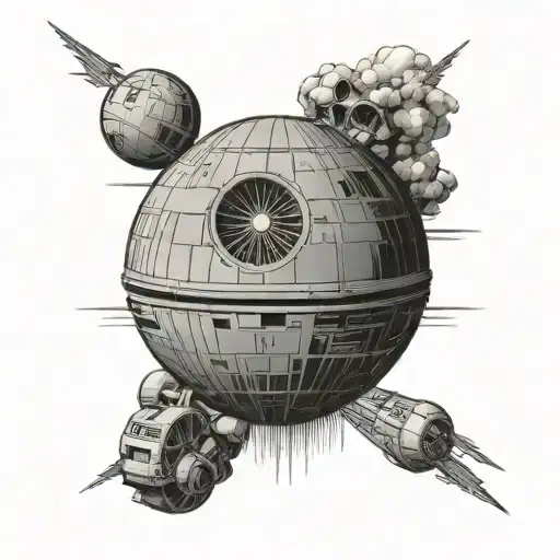 The death Star flying to earth tattoo design idea