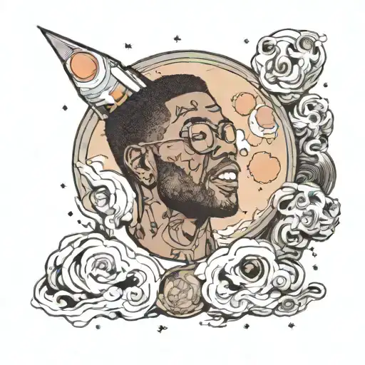 Album cover of kid cudi man on the moon tattoo design idea
