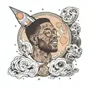 Album cover of kid cudi man on the moon tattoo design idea