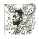 Album cover of kid cudi man on the moon tattoo design idea