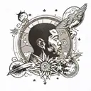 Album cover of kid cudi man on the moon tattoo design idea