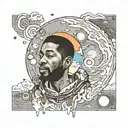 Album cover of kid cudi man on the moon tattoo design idea