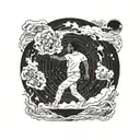 A vinyl record with kid cudi man on the moon inside  tattoo design idea