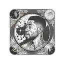 A vinyl record with kid cudi man on the moon inside  tattoo design idea