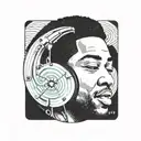 Vinyl record with kid cudi in it tattoo design idea