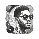 Vinyl record with kid cudi in it tattoo design idea