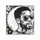 Vinyl record with kid cudi in it tattoo design idea