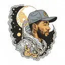 kid cudi man on the moon  tattoo design idea