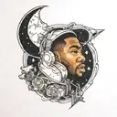 kid cudi man on the moon  tattoo design idea