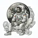 Man on the moon, the album of kid cudi tattoo design idea
