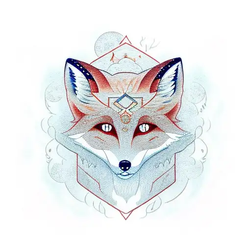 Moonlight above a Torii Gate with a fox underneath tattoo design idea