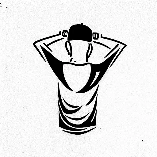 skater in a cap does a trick, simple tattoo, lines tattoo design idea