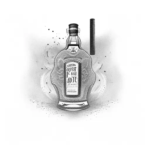 A bottle of whiskey morphing into a guitar tattoo design idea