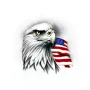 american flag background; eagle holding bombs foreground tattoo design idea