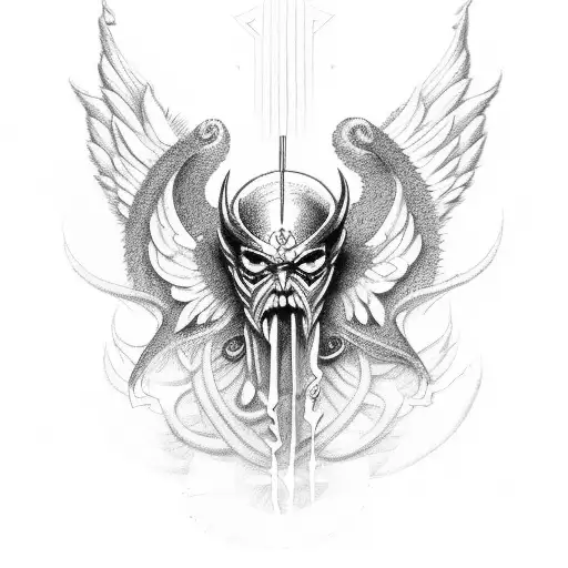 Angel control devil with chain tattoo design idea