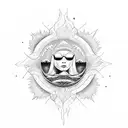 sun dawn, red and black,  tattoo design idea