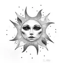 sun dawn, red and black,  tattoo design idea