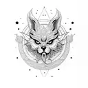 sun dawn, red and black,  tattoo design idea