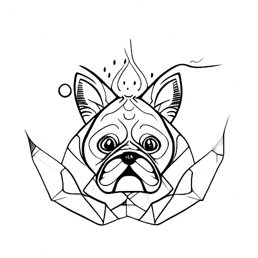 A pen and a paintbrush forming the shape of a dog and a cat tattoo design idea